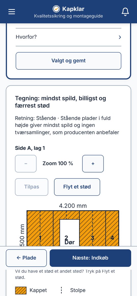Kapklar: tegning af pladeudlægning med nummererede plader