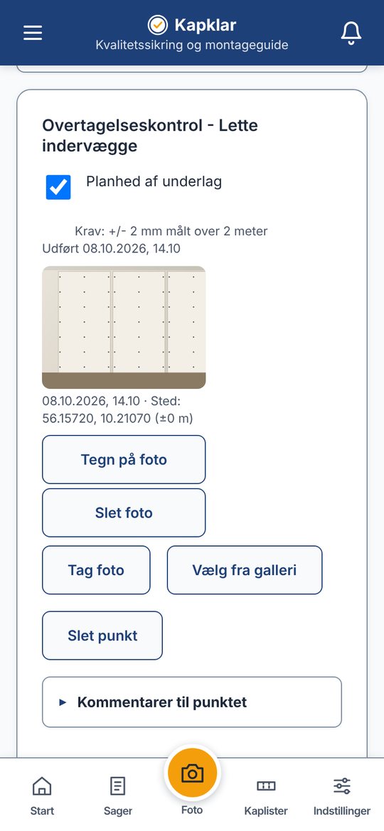 Kapklar: tjekpunkt med foto