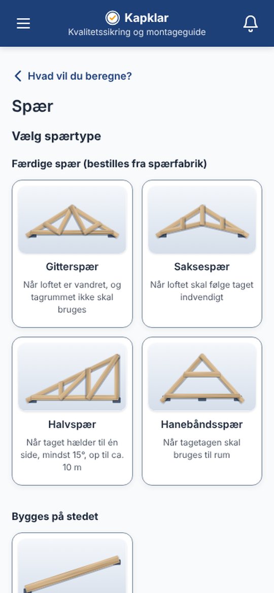 Kapklar: valg af spærtype